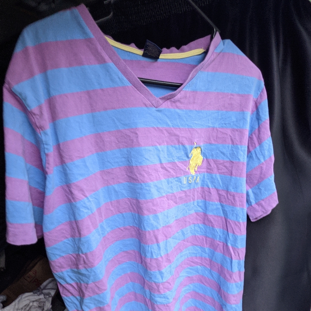 US Polo purple and blue striped t shirt